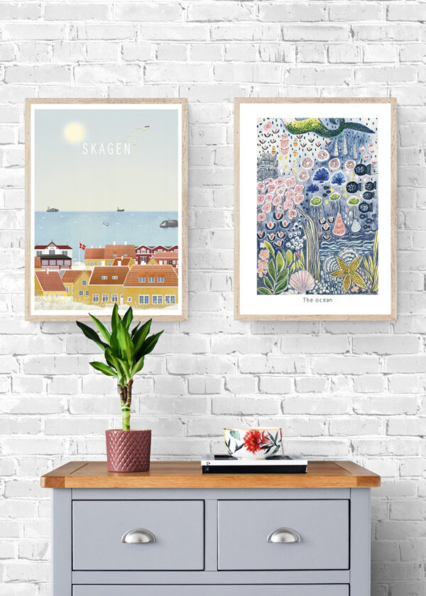 The Ocean Art Print med Skagen plakat